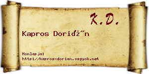 Kapros Dorián névjegykártya